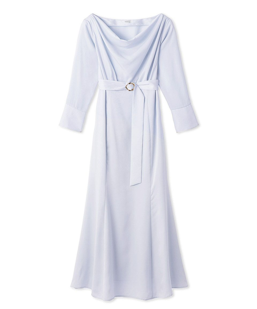 タイ付きドレープネックワンピース