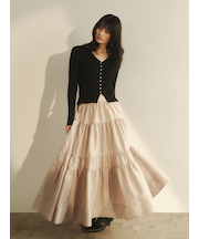 リブカーディガンティアードスカートセットアップ