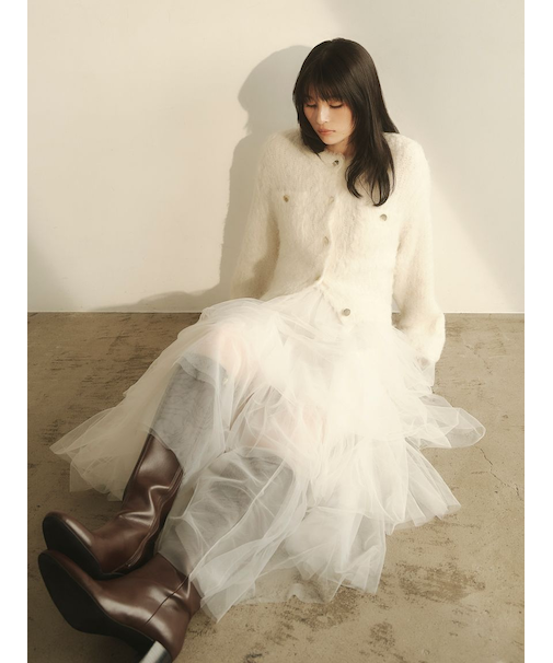 チュールアシメティアードスカート