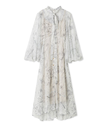 ホロスコーププリントリボンタイワンピース