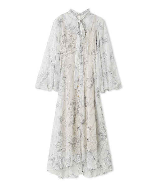 ホロスコーププリントリボンタイワンピース