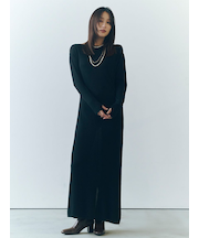 タックドレープワンショルリブニットワンピース