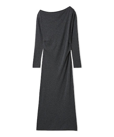 タックドレープワンショルリブニットワンピース