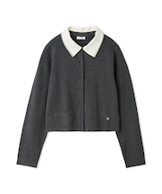 パールトリムカラーアタッチドカーディガン