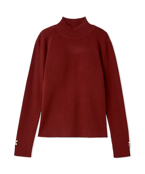 シルクブレンドバックオープンタートルニット