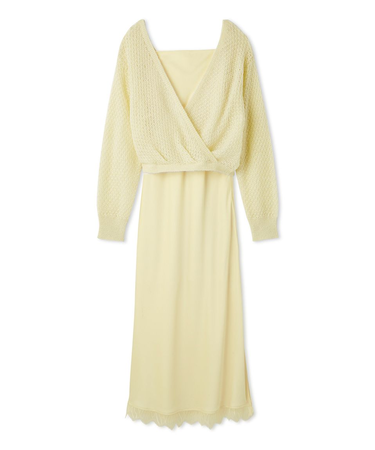 サテンキャミクロシェニットアンサンブル