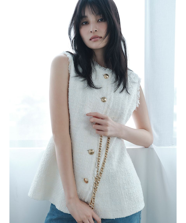 ツイードペプラムジレ