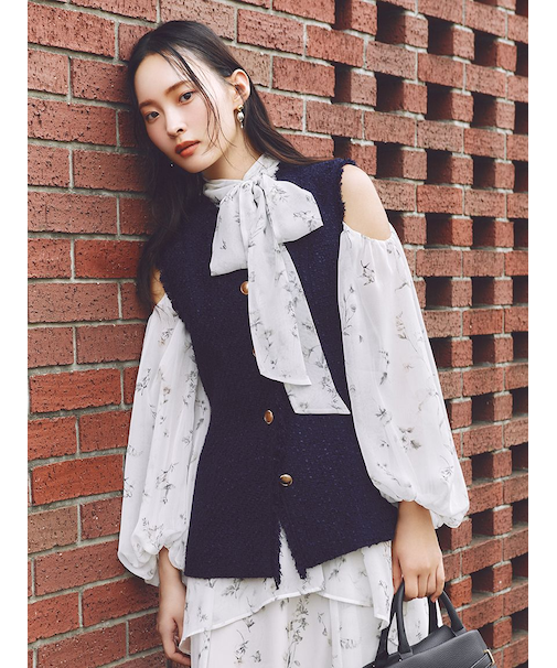 ツイードペプラムジレ