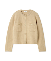 金釦コンパクトニットツイードカーディガン