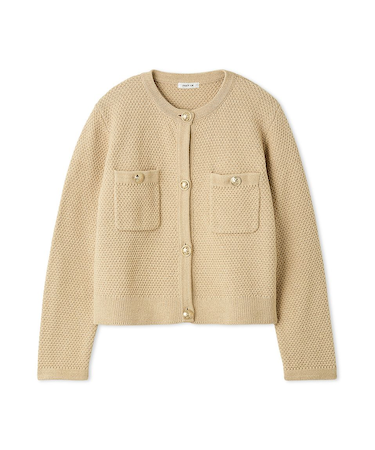 金釦コンパクトニットツイードカーディガン