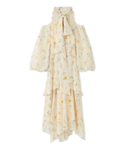 【00サイズ】フラワープリントオフショルティアードワンピース