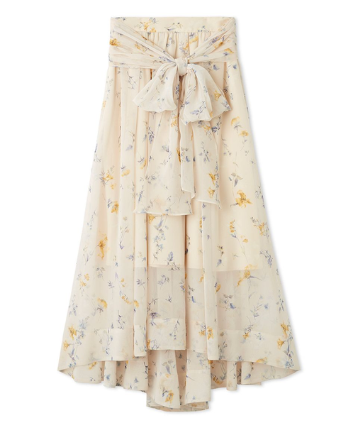 サッシュリボンフレアスカート