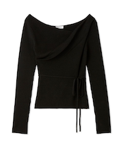 シルクブレンドアシメデコルテドレープリブニット