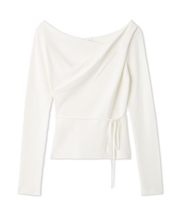 シルクブレンドアシメデコルテドレープリブニット