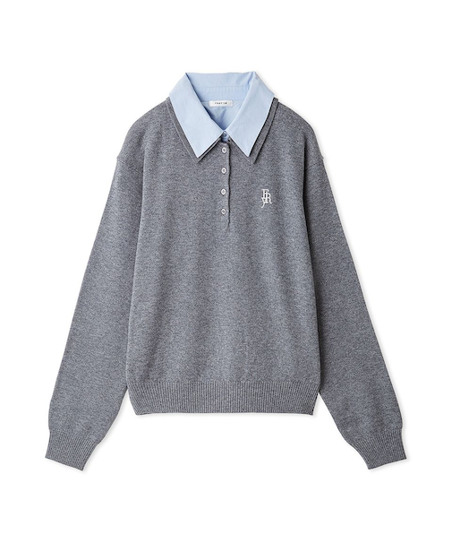 シャツカラーポロニットプルオーバー