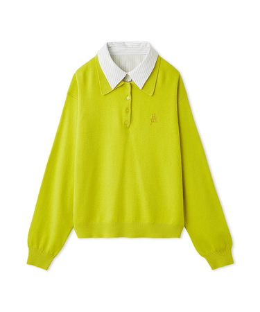 シャツカラーポロニットプルオーバー