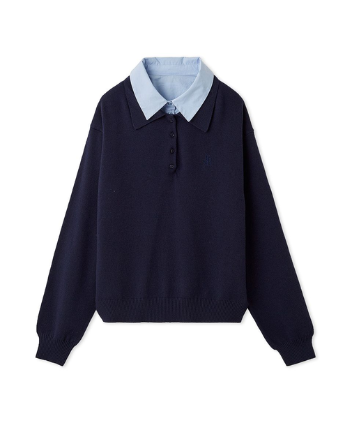 シャツカラーポロニットプルオーバー