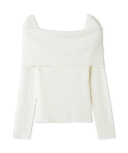 ウールシルクブレンドオフショルニット