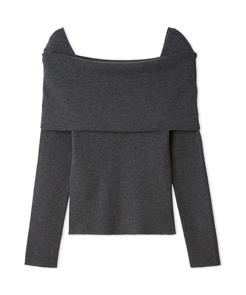 ウールシルクブレンドオフショルニット