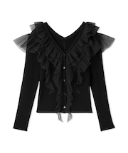 プリーツチュールフリルニット