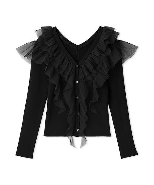 プリーツチュールフリルニット