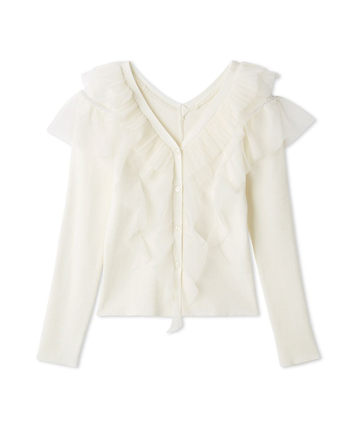 プリーツチュールフリルニット