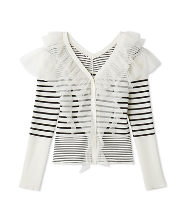 プリーツチュールフリルニット