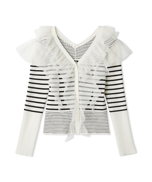 プリーツチュールフリルニット