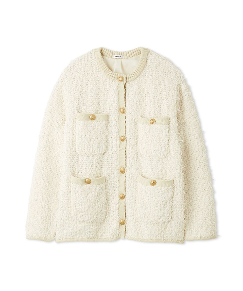 リボンヤーンニットツイードジャケット｜フレイアイディーの通販