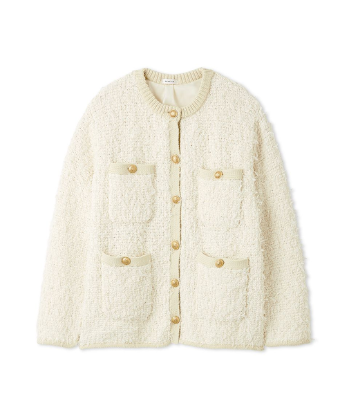 リボンヤーンニットツイードジャケット
