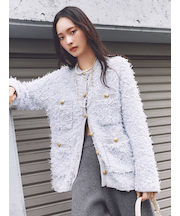 リボンヤーンニットツイードジャケット