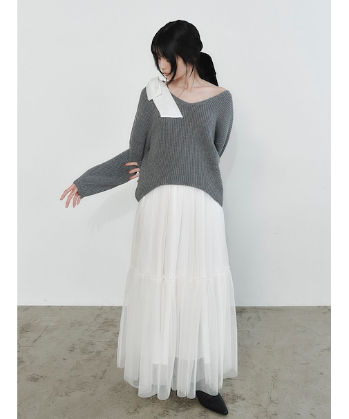 【NEW YEAR'S SPECIAL ITEM】リボンニットプル＆チュールスカートセット