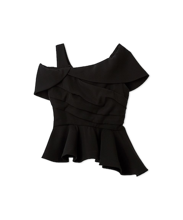 オフショルカラーアシメペプラムトップス