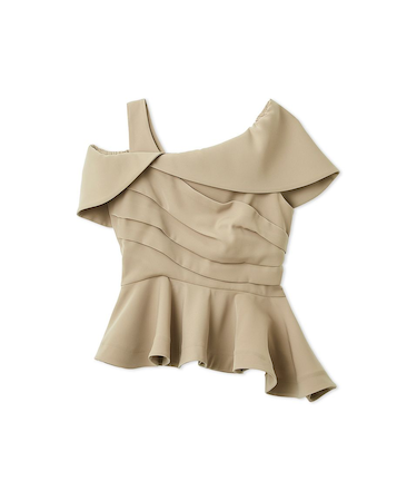 オフショルカラーアシメペプラムトップス