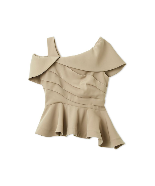 オフショルカラーアシメペプラムトップス