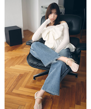 サイドラインワイドデニムパンツ