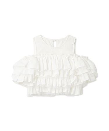 チュールコンビフリルティアードブラウス