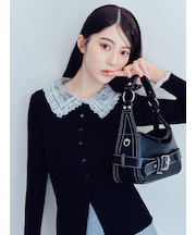 レースカラーニットカーディガン