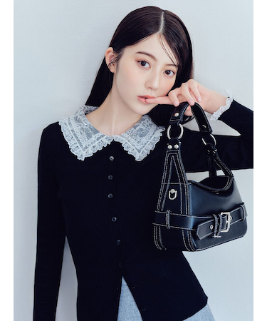 レースカラーニットカーディガン