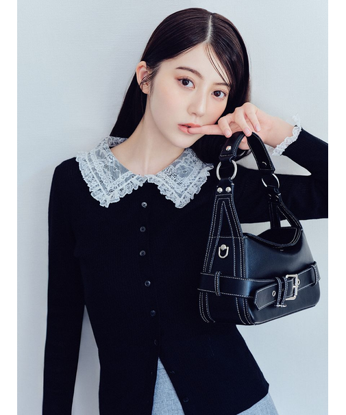 レースカラーニットカーディガン