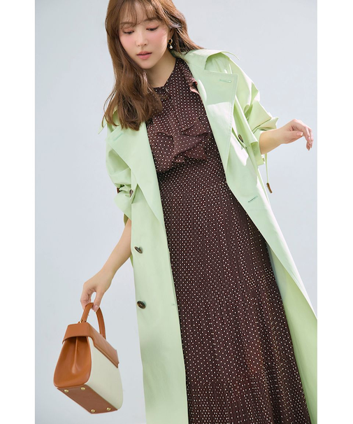 シャンブレーツイルロングトレンチコート／撥水