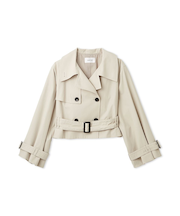 ボリュームスリーブショートトレンチコート／撥水