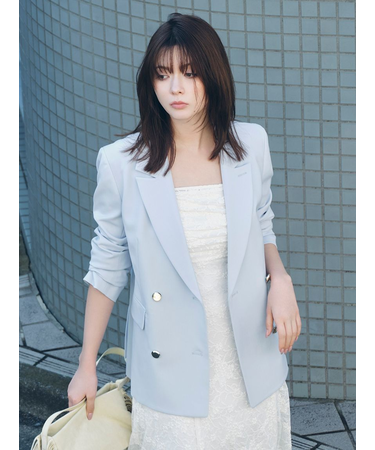 ダブルブレストシンプルジャケット／ウォッシャブル