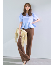 【00サイズあり】センタープレスセミフレアーパンツ/ウォッシャブル・防シワ・接触冷感