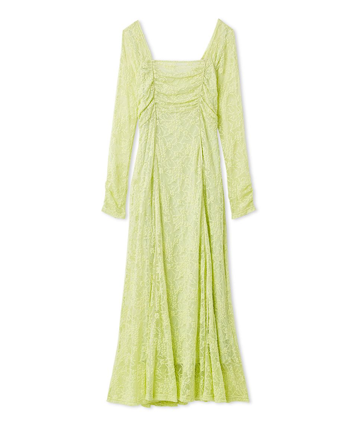 スクエアネックストレッチレースワンピース