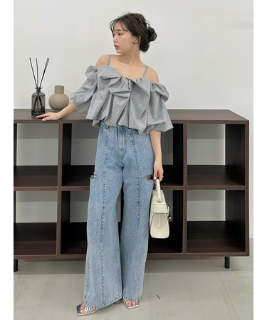 【00サイズあり】カットアウトバレルデニムパンツ