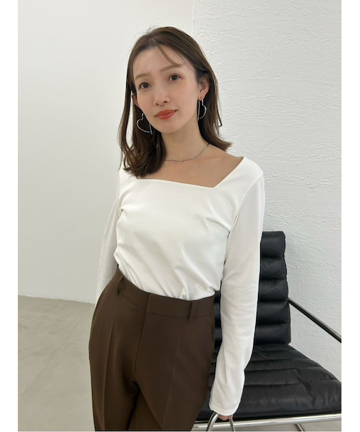 スクエアネックTシャツ/接触冷感