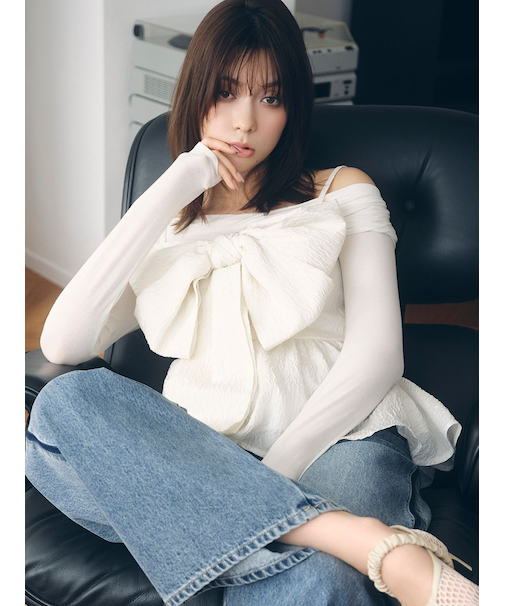 2wayデコルテタックドレープトップス