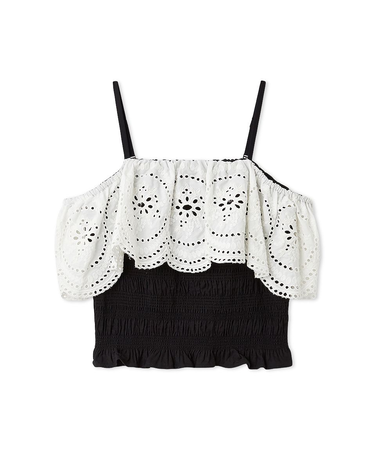 オフショルダーレースブラウス