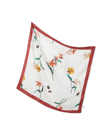 サテンシルクフラワースカーフ